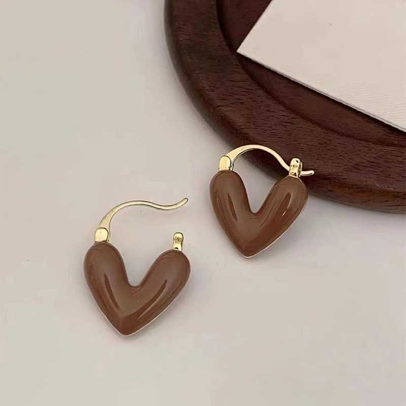 French Romantic Wine Red Enamel Heart Shaped Pendant Earrings Fashion Jewelry For Women Eardrop Accessories Y250510
