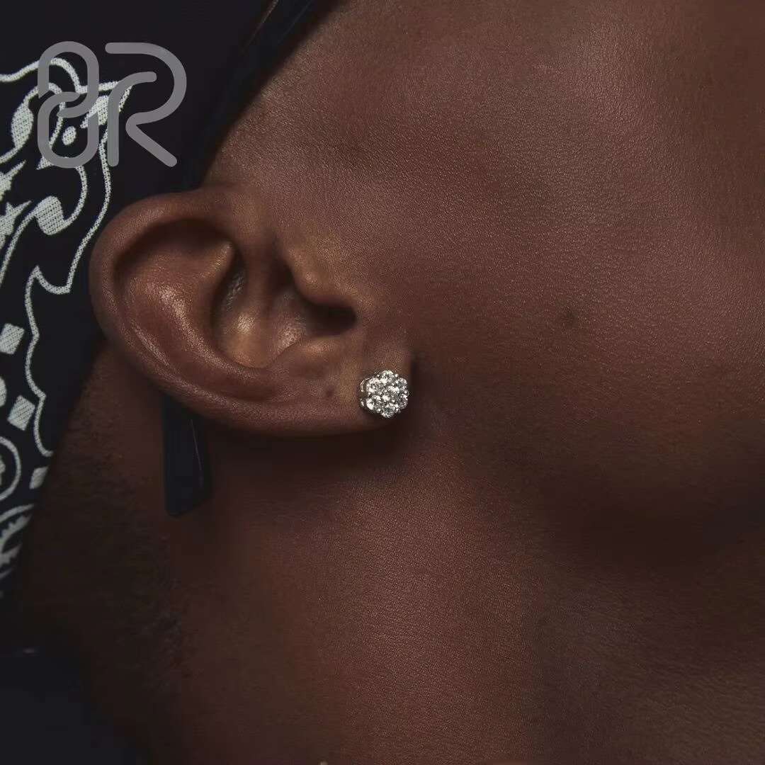 9MM Stud Earrings VVS Diamond Moissanite Hot Sale Bling Iced Out Thick 925 Silver for Women Fine Wholesale Jewelry