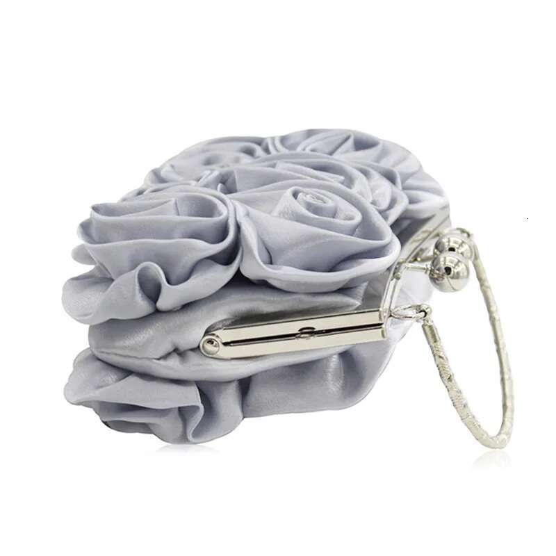 Designer Bag 2025 Fashion Silk Rose Flower Women's Wedding Bridal Clutch Metal Chain Shoulder Bag Lady Crossbody Bags Luxury Bag