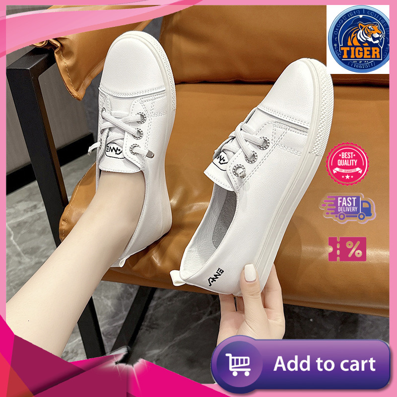 Ddmytiger Soft Leather Summer White Versatile Pedals Breathable Comfortable Sole Top Single Women S Spring And Autumn Board Shoes Outdoor Shoes