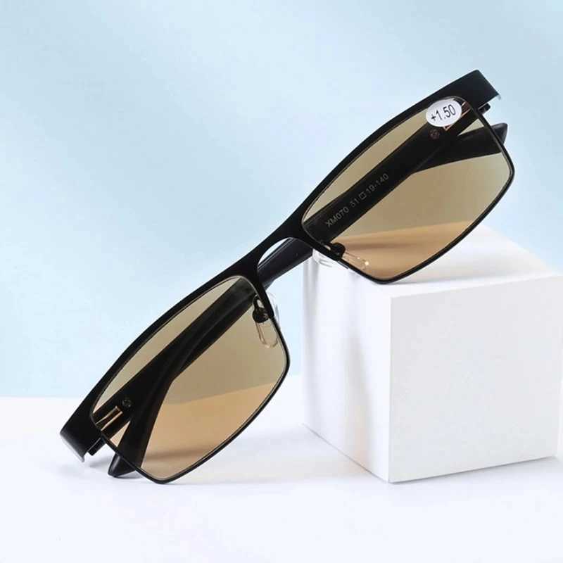 Fashion Reading Glasses Color Changing Metal Frame for Men Chameleon Eyeglasses with Presbyopia +1.0 To +4.0 Men Glasses W250513