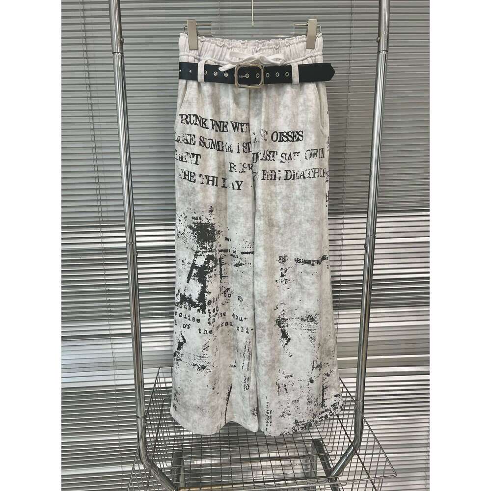 2025 Summer New Printed Versatile Vintage Letter Belt Pants