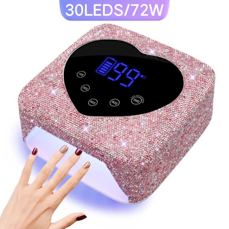 Rechargeable 72W UV LED Nail Lamp For Nails 30LEDS Wireless Gel Polish Curing Lamp With Large Screen Professional Nail Equipment W250513