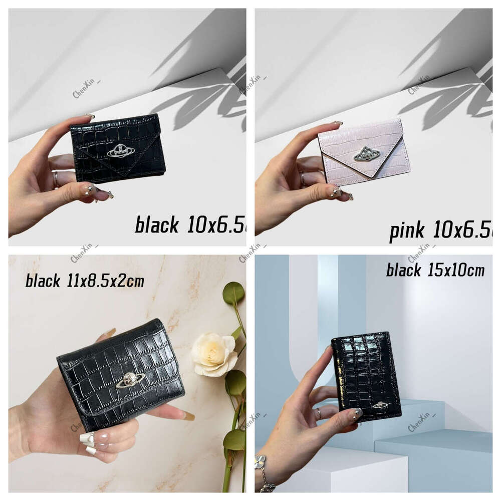 Designer bags Saturn Business Card Passport Holder Travel Purses west wood Ladies Short mini multifunctional wallet New Multi slot Bright saturn purse punk fashion
