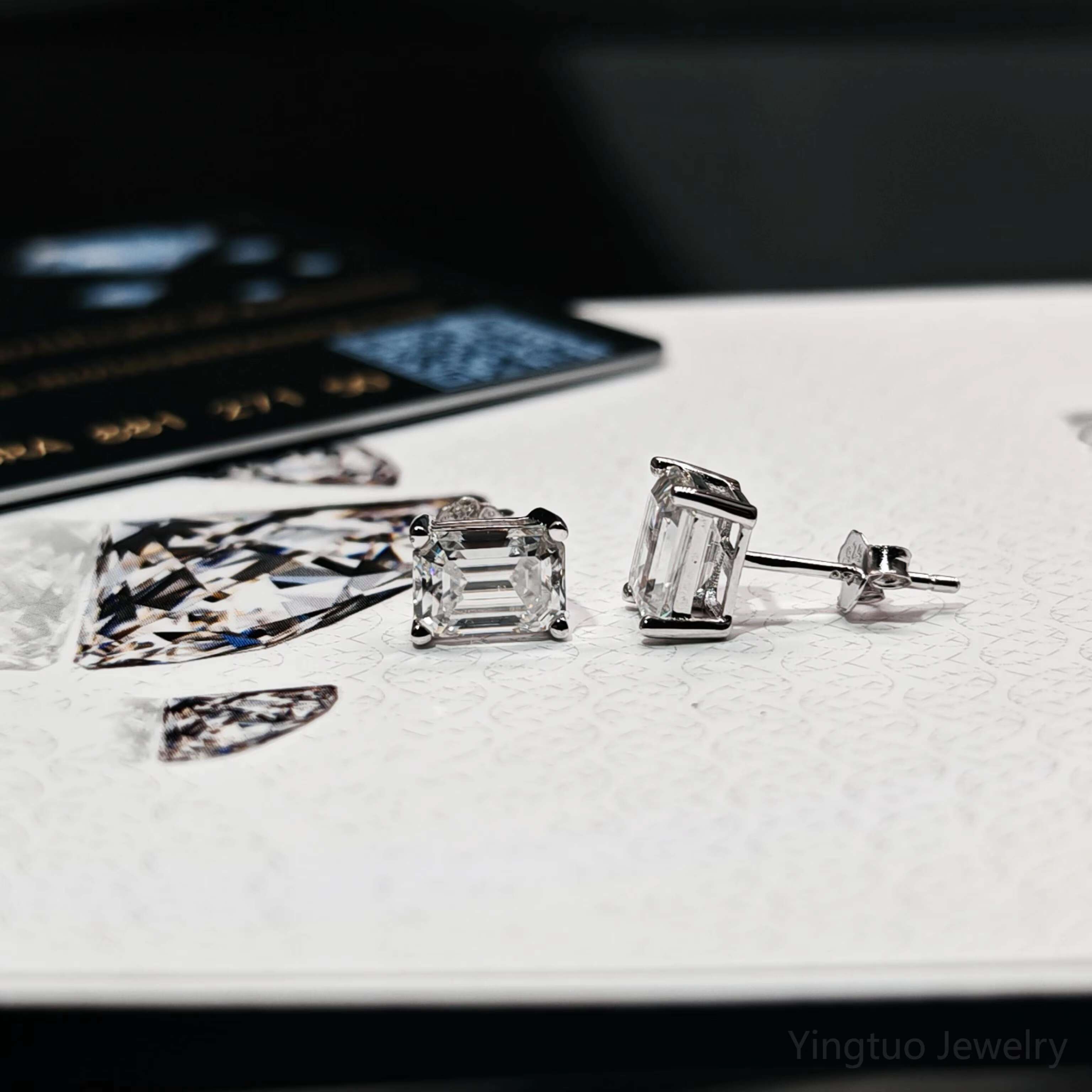 Hip Hop 18K Gold Plated 925 Sterling Silver VVS Moissanite Diamond Women Mossanite Stud Earrings Men
