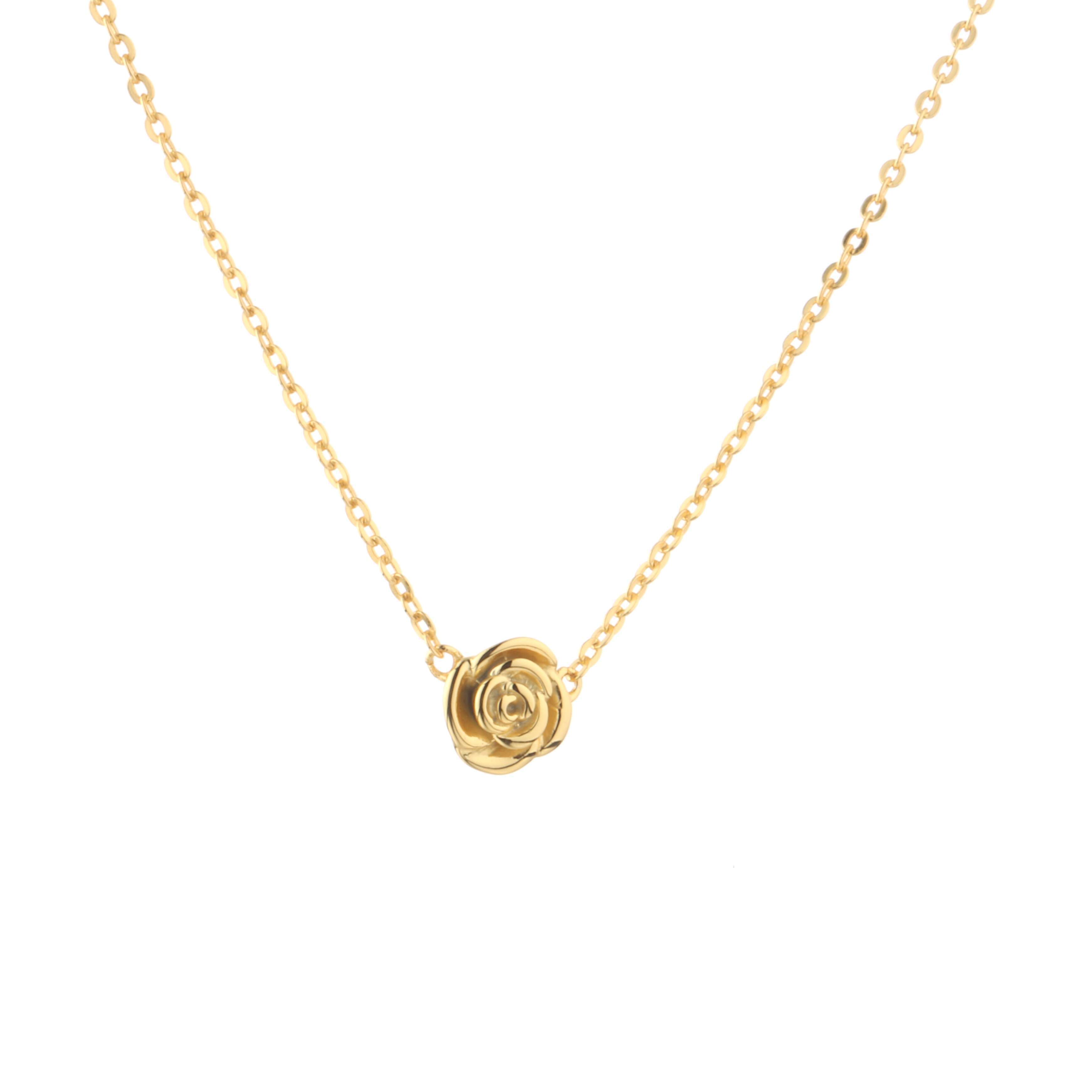 Pure sier jewelry, gold-plated rose pendant necklace, jewelry