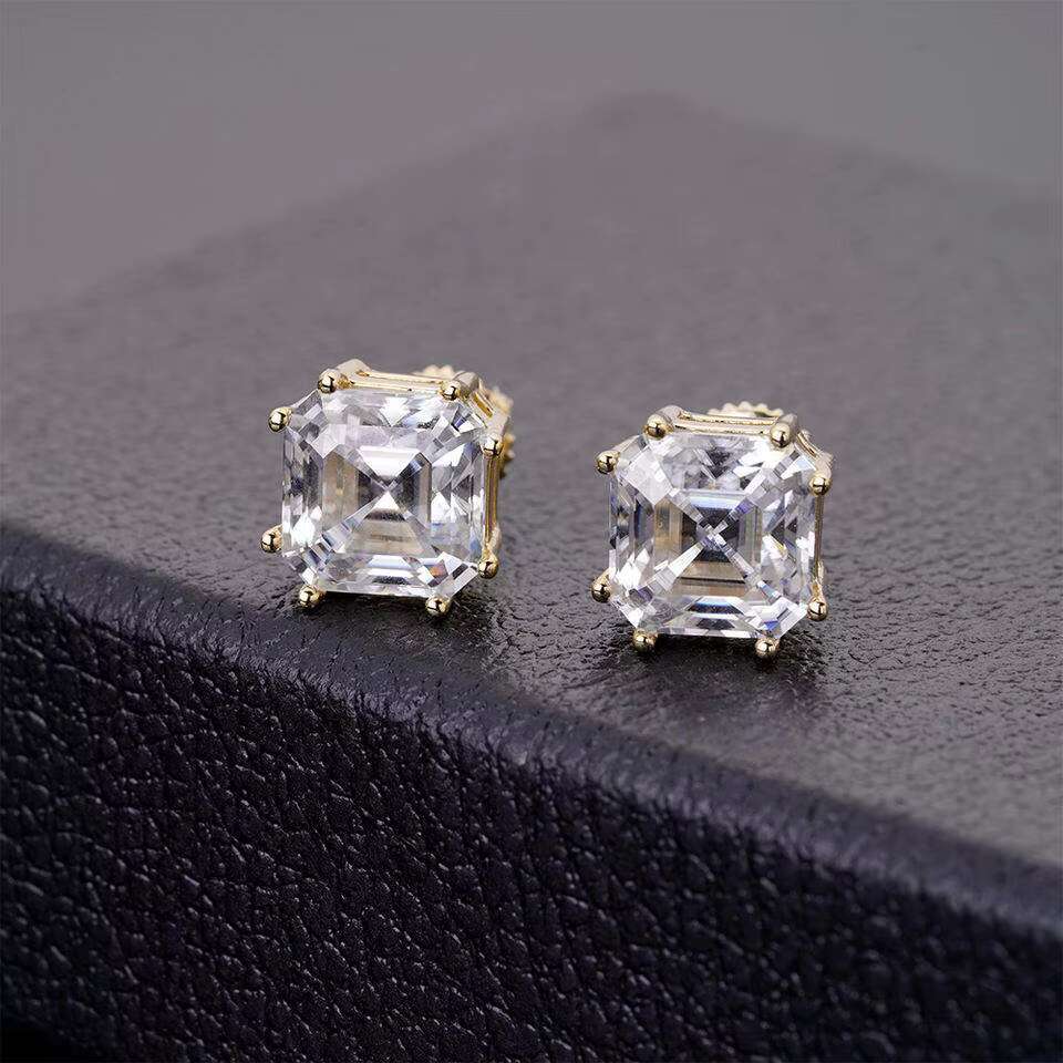 Trendy Custom Gold Earrings Jewelry Wholesale 925 Sterling Silver Vvs Moissanite Diamond Mens Stud Earrings for Men