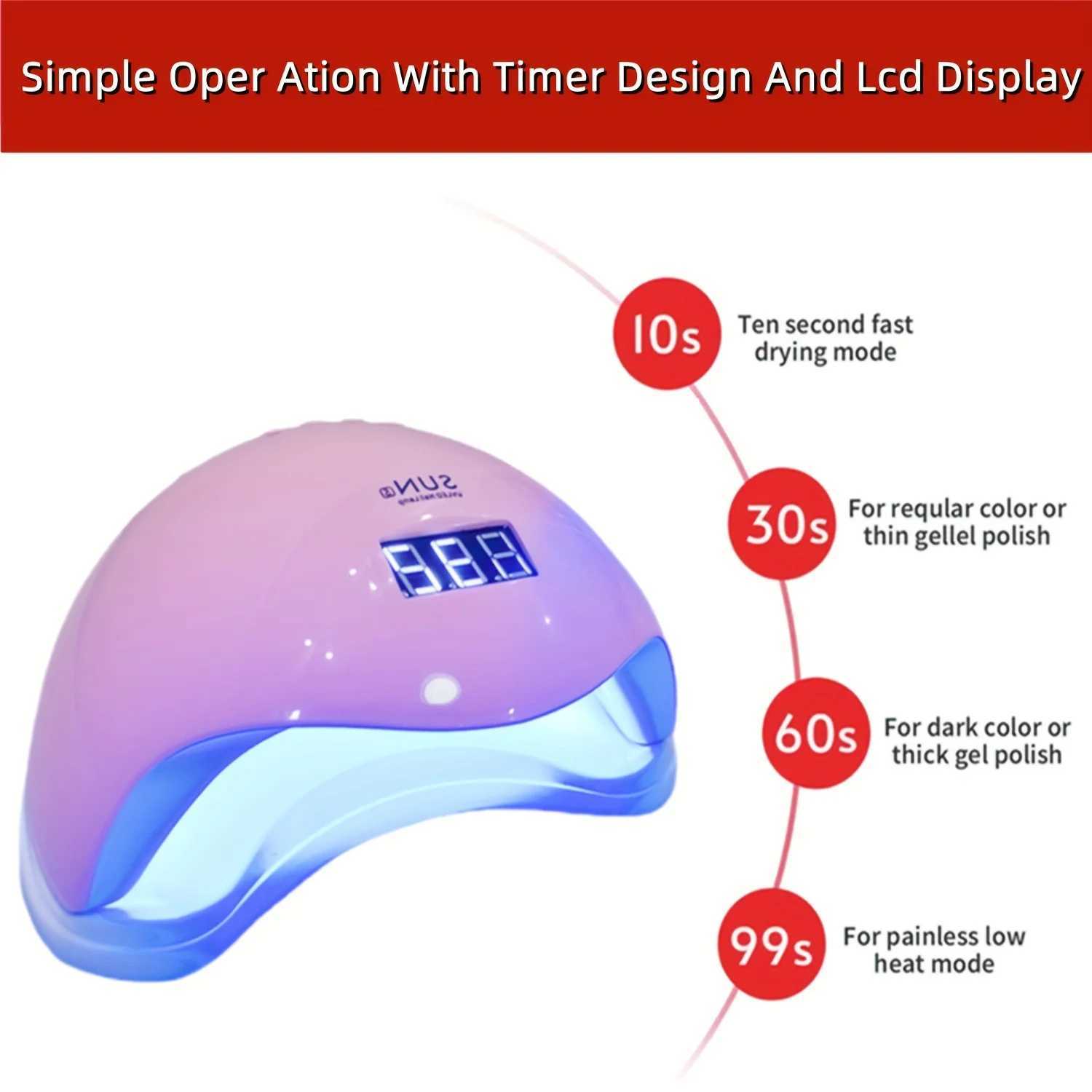 YIKOOLIN 48W UV LED Nail Lamp for Professional Saloon Fast Nail Gel Dryer With 4 Timers Automatic Sensor LCD Display W250513