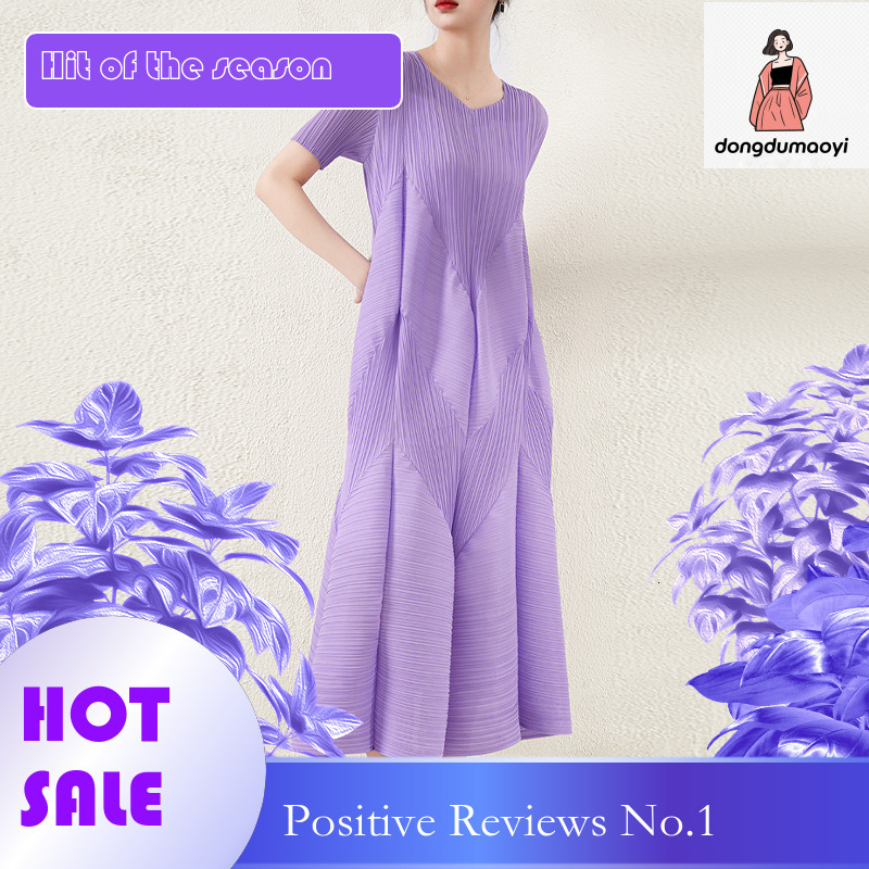 dongdumaoyi Wow/sample/OEM Miyake cake skirt pleated dress women's short sleeved style niche temperament flower