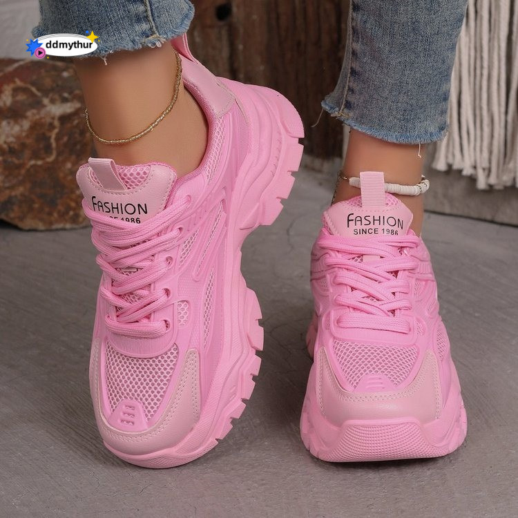 Dad's 2024 Mesh Breathable Small White Thick Sole Elevated Casual Large Sports Women's Shoes ddmythur