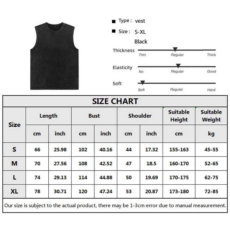 Mens Vest Vintage Washed tee 100% Cotton Tank Tops Summer Casual Sleeveless Tops Streetwear black Loose Tees women M250513