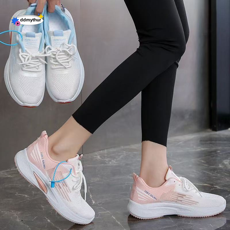 Women's new white thick soled lightweight running fashionable versatile, spring breathable and odor proof sports shoes, women's shoes ddmyth
