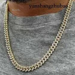 necklace moissanite chain 10mm 22inches Mens Real Hip Hop Chains Vvs Moissanite Dia Prong Set 10k Gold Cuban k Chain