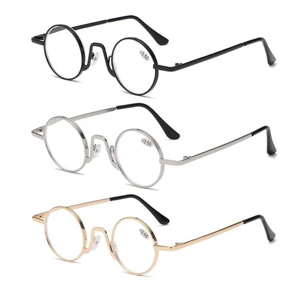 New Classic Round Anti Blue Light Metal Frame Reading Glasses Men Women Anti-fatigue Vision Care Presbyopia Eyeglasses +100~+400 W250513