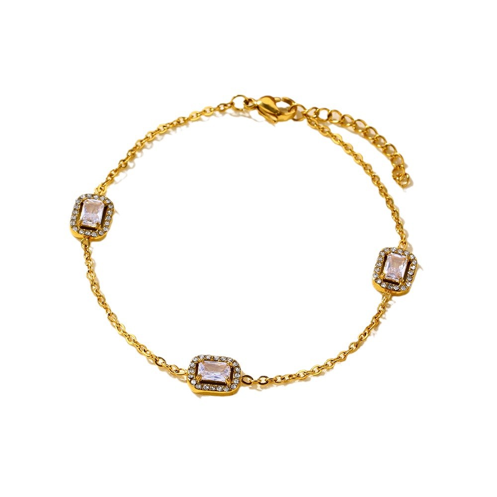 Titanium Steel Stylish Multi-Dopamine Color Diamond Inlaid Stainless Steel Bracelet, Trendy, Versatile, Golden Electroplated Hand Jewelry