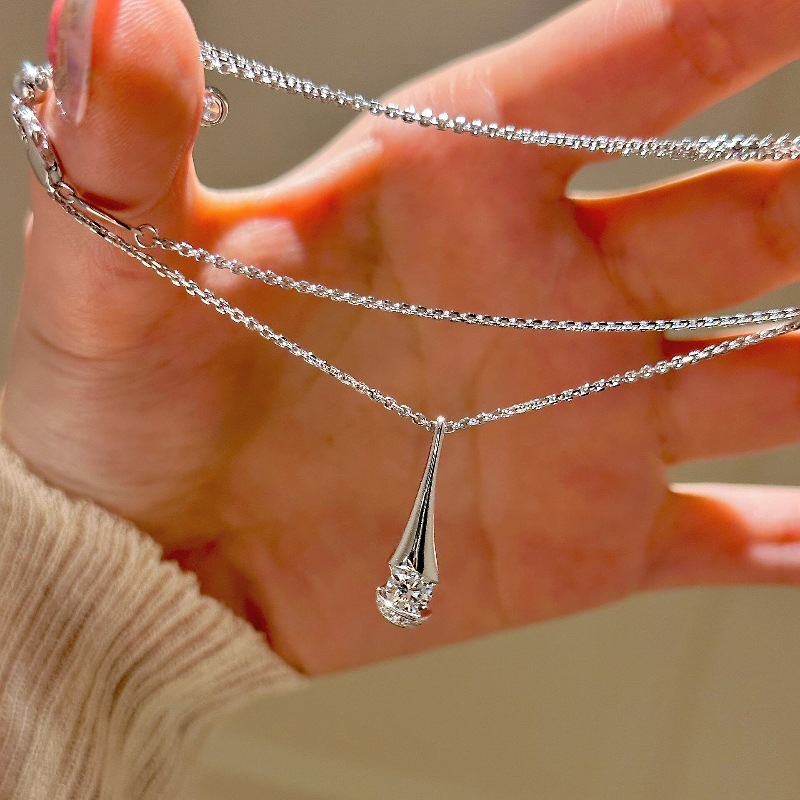 2025 Ins Top Sell Water Drop Pendant Simple Fashion Jewelry 925 Sterling Silver Fill Round Cut 5A Cubic Zircon CZ Diamond Women Luxury Party Clavicle 