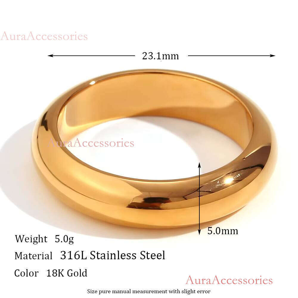 Minimalist Jewelry Thick Tarnish Free Gold Plated Stainless Steel Simple Rings