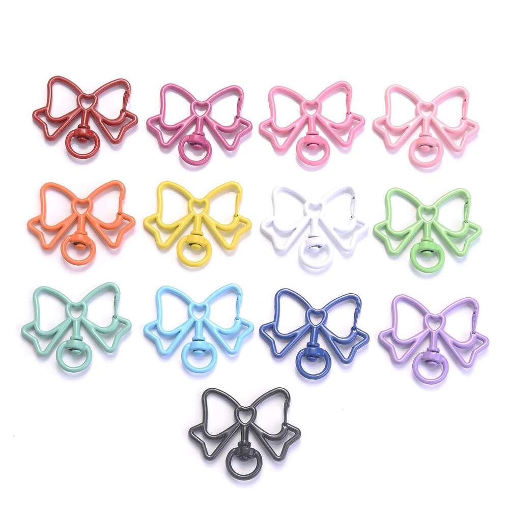 5Pcs 33X39mm Bowknot Shape Spring Lobster Metal Mix Keychain Clasps Hook For Diy Keyring Bag Doll Pendant Jewelry