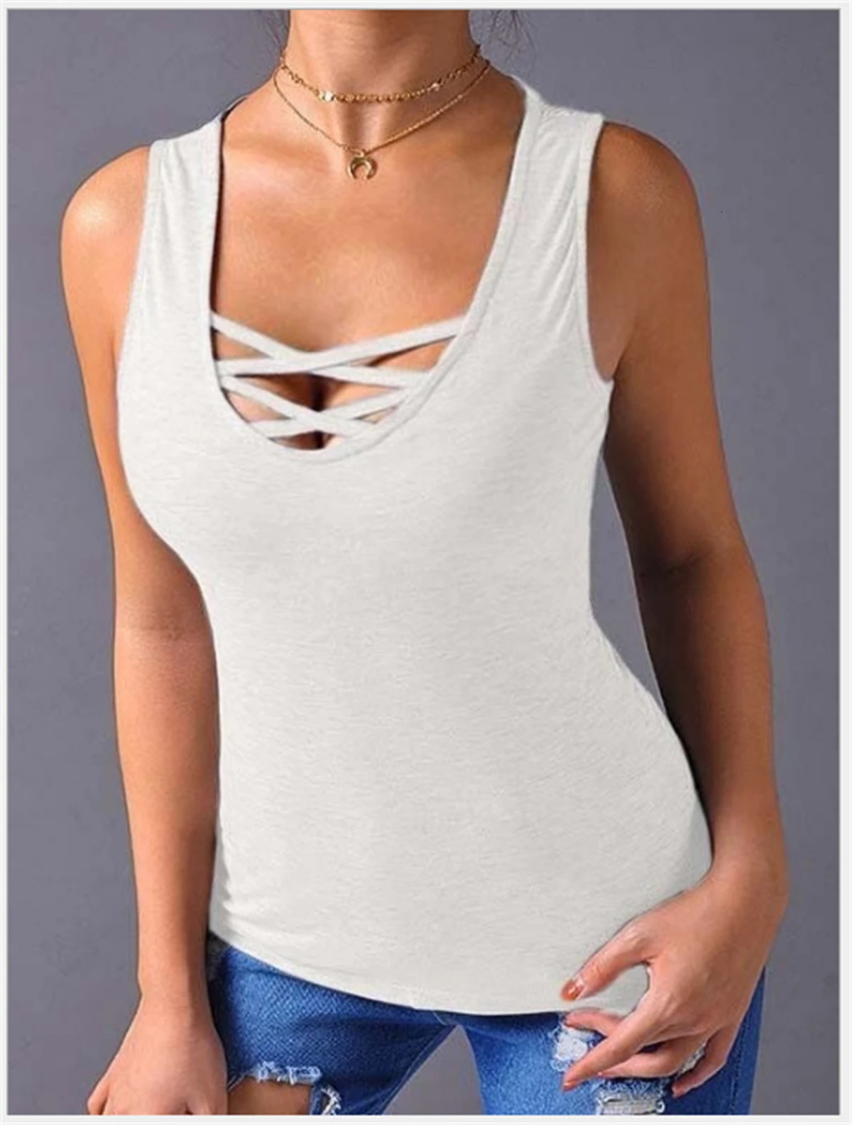 Women Hollow Out Tank Top Sleeveless Solid Color Harajuku Fashion Vest Female Basic Casual Bottom Tshirt Lady Sexy Street Vests 250513