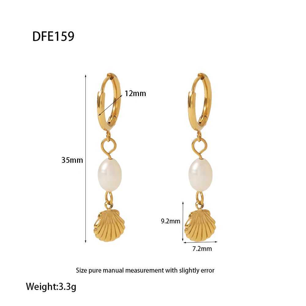 Stylish Stainless Steel Freashwater Pearl Charm Scallop Drop Handmade Chic Earrings 14k Gold Color Dangle Earrings Jewelry Y250510