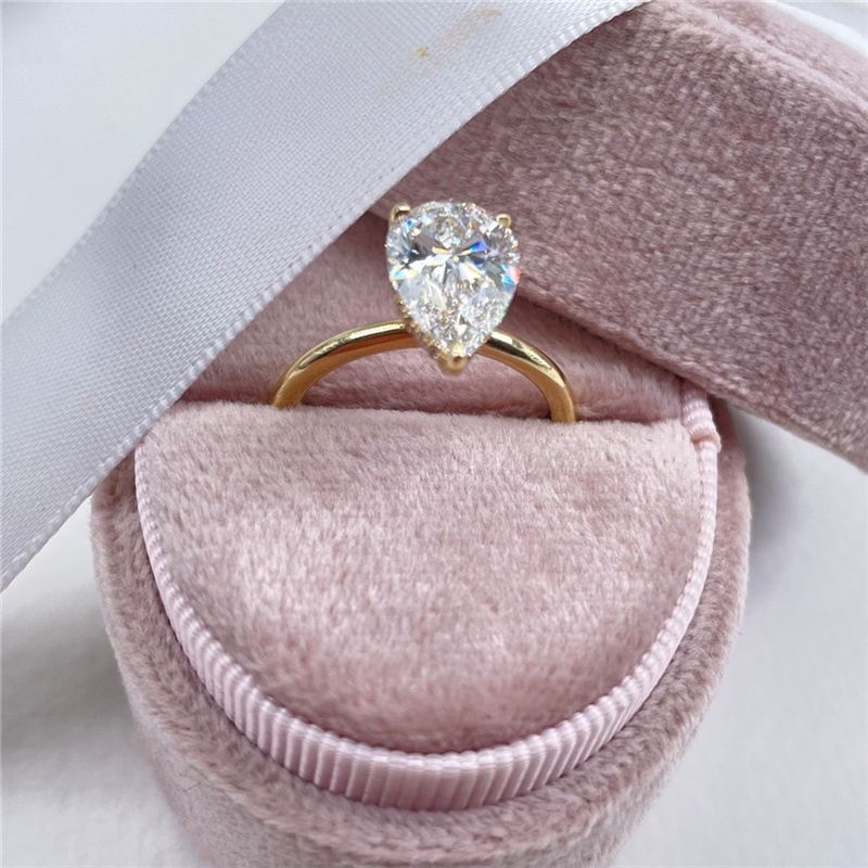 Jewelry 18K Rose Gold IGI Certificate 2.5 Carat Pear Shape Lab Grown Diamond Engagement Solitaire Ring For Women E VVS2 CVD Diamond Womens Wedding Gol