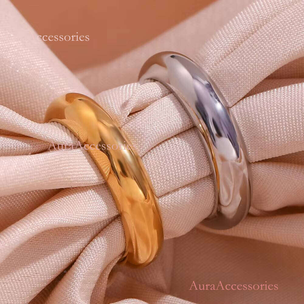 Minimalist Jewelry Thick Tarnish Free Gold Plated Stainless Steel Simple Rings