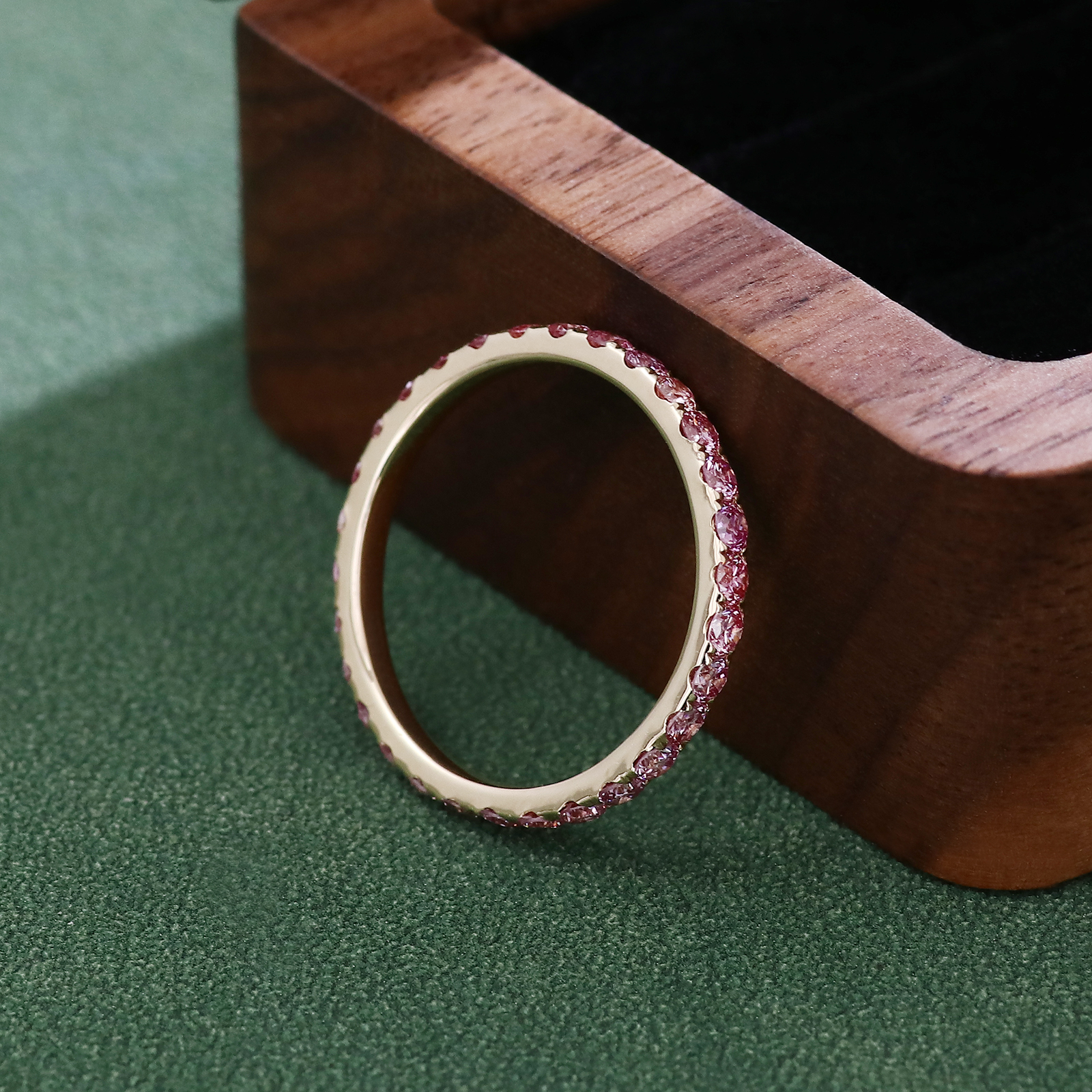 Handmade Genstone Sakula pink Morganite Pink 18K 14K 10K Yellow Wedding Rings Couple Set Fine Jewelry Rings Eternity Anniversary Band Rings