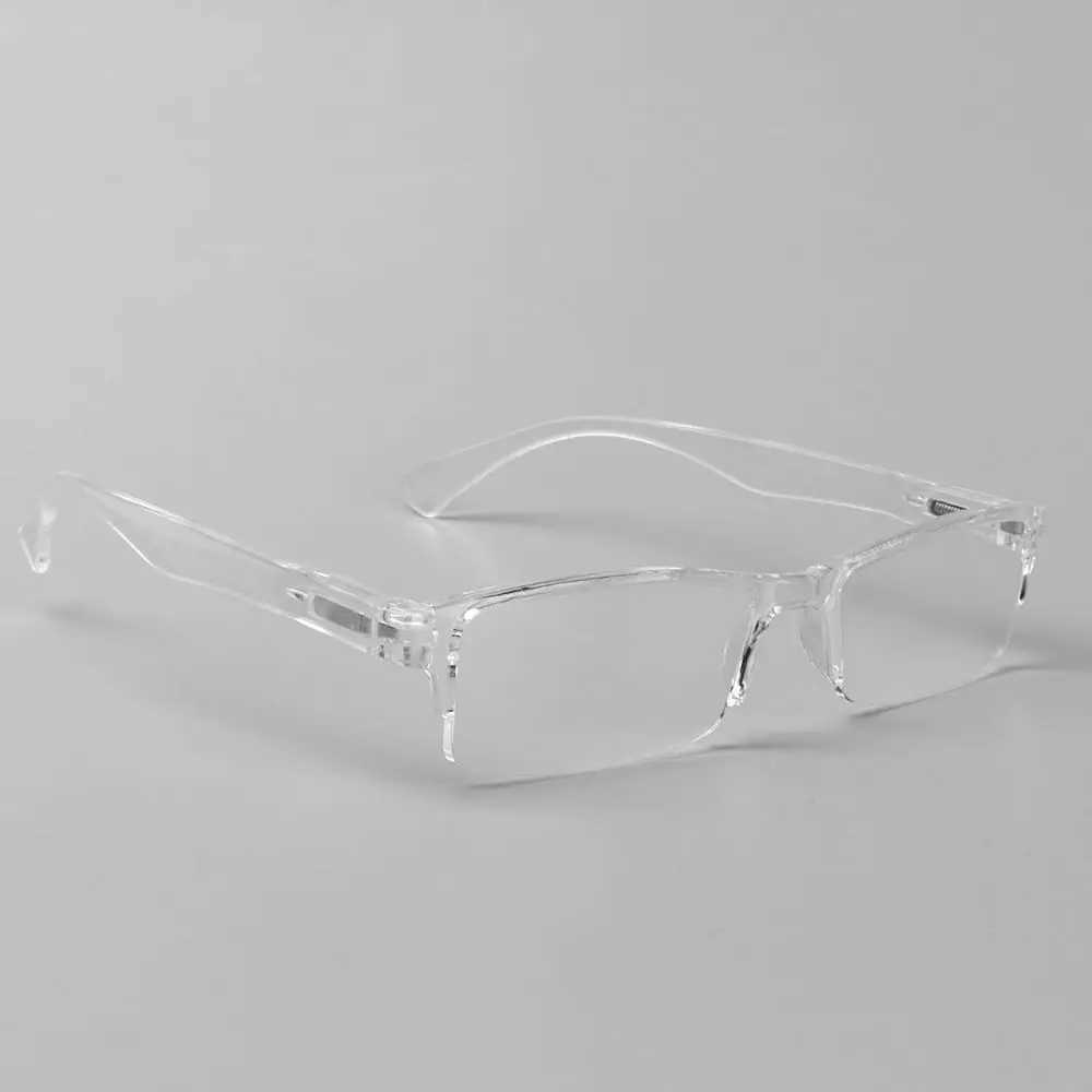 Vintage Transparent Silver Resin Lens Plastic Resin Lens Frame Flat Mirror Eyewear Presbyopic Glasses Reading Glasses W250513