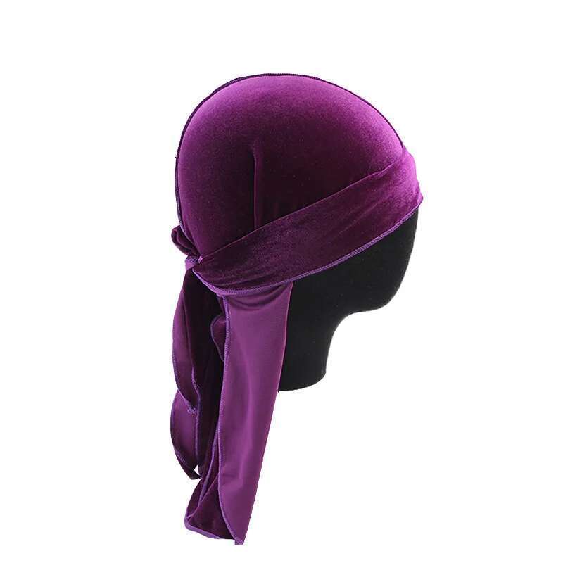 New Unisex Veet Durags Bandana Turban Hat Men Women Breathable Long Tail Pirate Hats Cap Hip Hop Headband