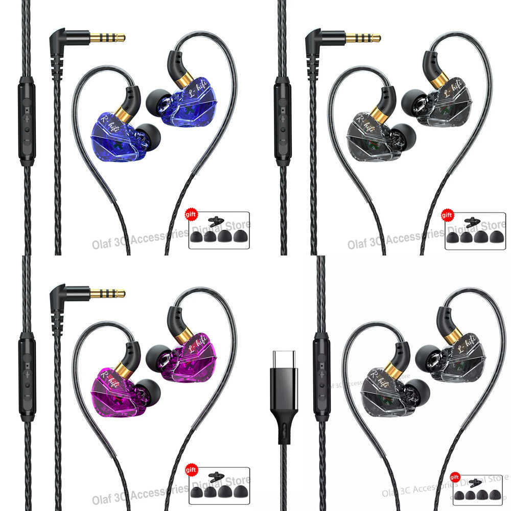 Gaming Headset Wired Earphones 3.5mm Cable Headphones Handsfree Bass Stereo Sports Earbuds DAC Type-C For 15 R250512 SA9X