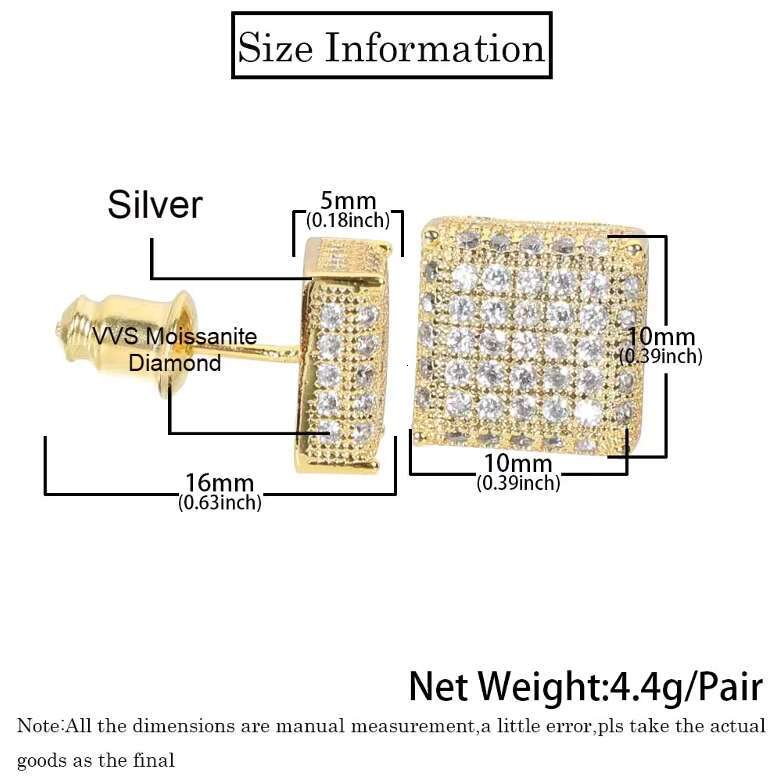 Earrings S925 Silver Fashion Silver Earrings With Diamond Stud Moissanite 14k 18k Women Fashion Jewelry