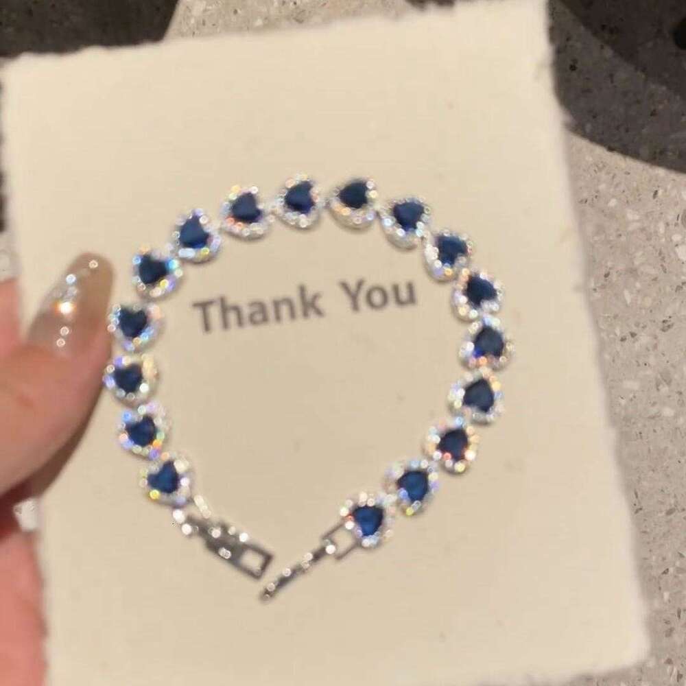super sparkling blue love zircon full dia bracelet with simple and cool french palace light design handmade decoration