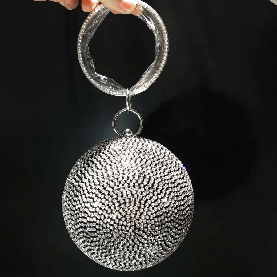 Designer Bag 2025 2025 Round Ball Dia Studded Party Dinner Cute Hand-Held Diagonal Chain Socialite Dress Full Of Dias Women's Bag Luxury Bag