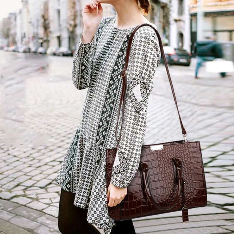 Handbags Alligator Designer PU Patent Leather Crossbody For Women Tote Retro Ladies Messegner Shoulder Bag Bolsa
