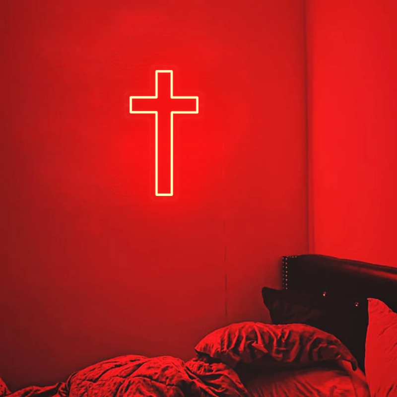 Cross Neon Sign for Wall Decor,USB Powered LED Neon Light Signs for Bedroom,Christian Decor,Religious Room,Kid Birthday Party, Baby Shower Decor