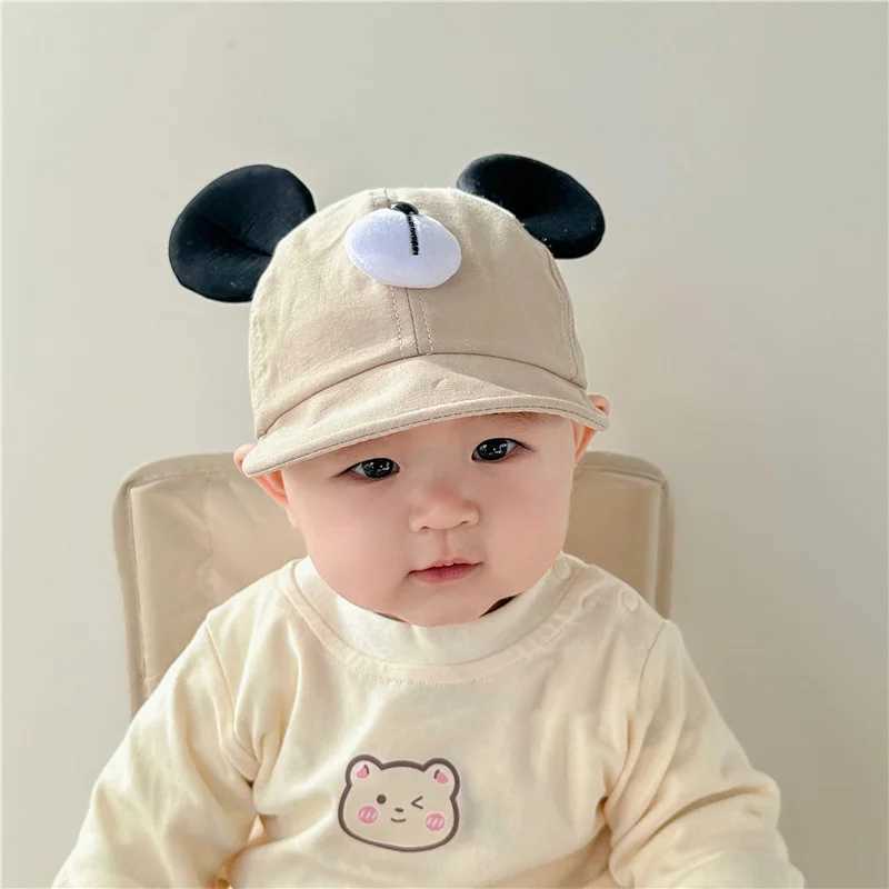 Korean Baby Cap Cute Big Ears Infant Boys Girls Baseball Cap Soft Eaves Cotton Toddler Kids Peaked Hat Solid Color Sun Hats R250512