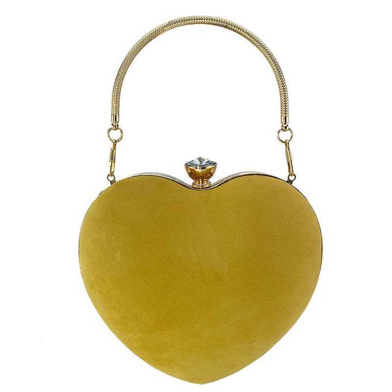 Big Diamond Velvet Peach Heart Love Dress Banquet Evening Dress Handbag