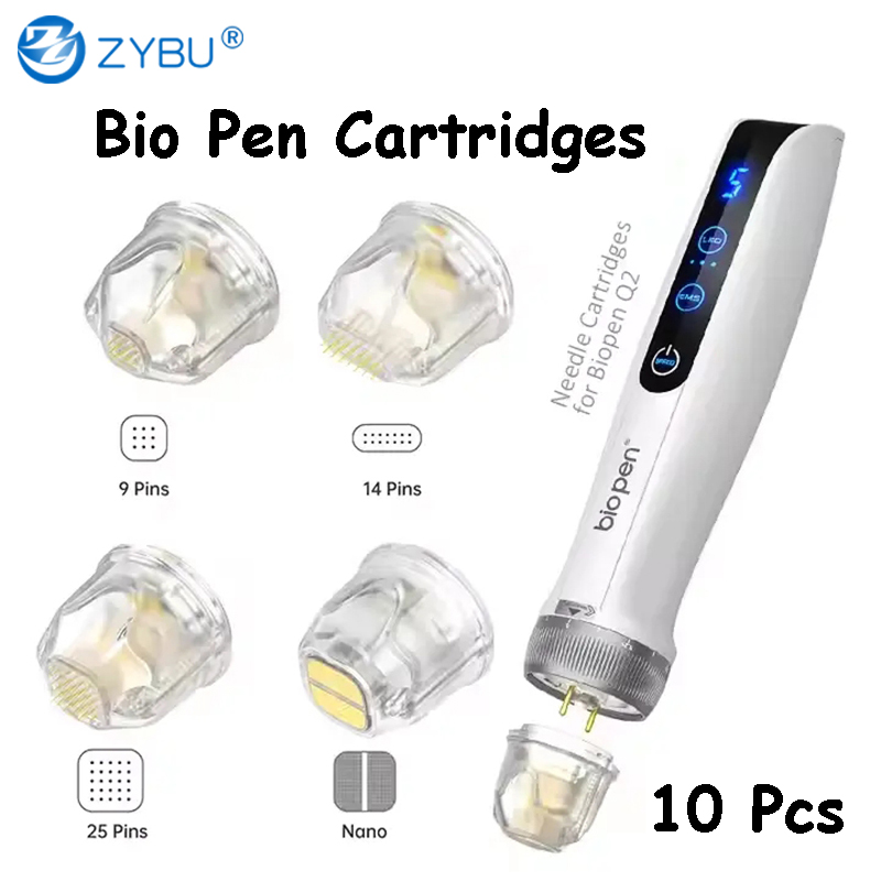 Bio Pen Q2 Derma Stamp 10Pcs Needle Cartridge 9pins 14 Pins 25pins Titanium Microneedles For Skin Care Hair Growth Dermapen Mesotherapy Nano MTS Cartr