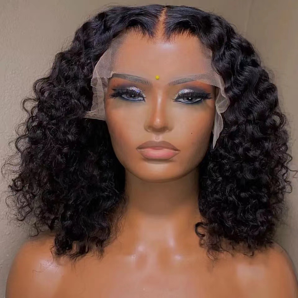 New 2024 Line Front Lace Wig Medium Split Small Roll Explosive Head Chemical Fiber Wig Headpiece Cover