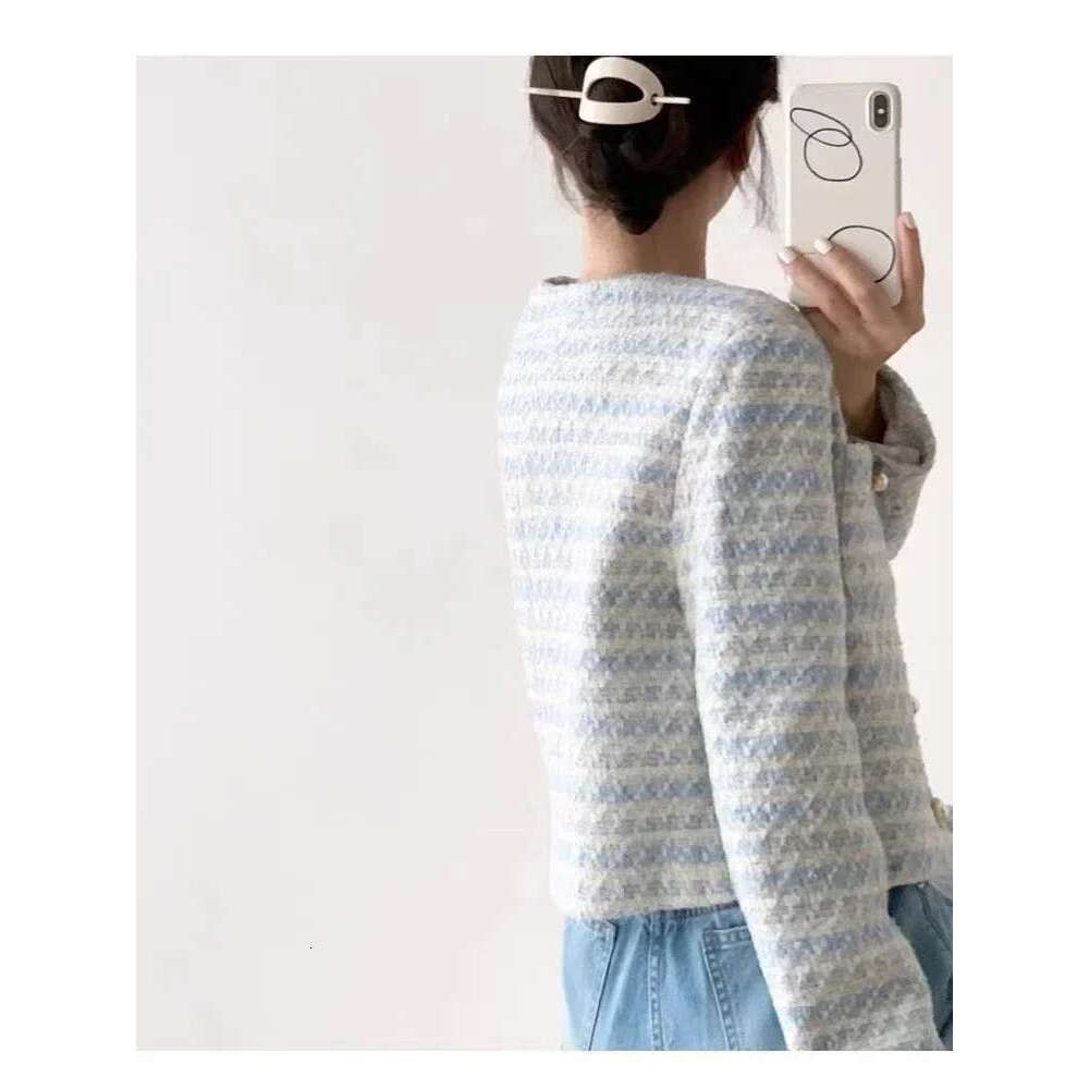 Autumn Winter Elegant Tweed Cardigan Short Coat With Pocket Single Breasted Jacket For Women Loose Outwear 2025