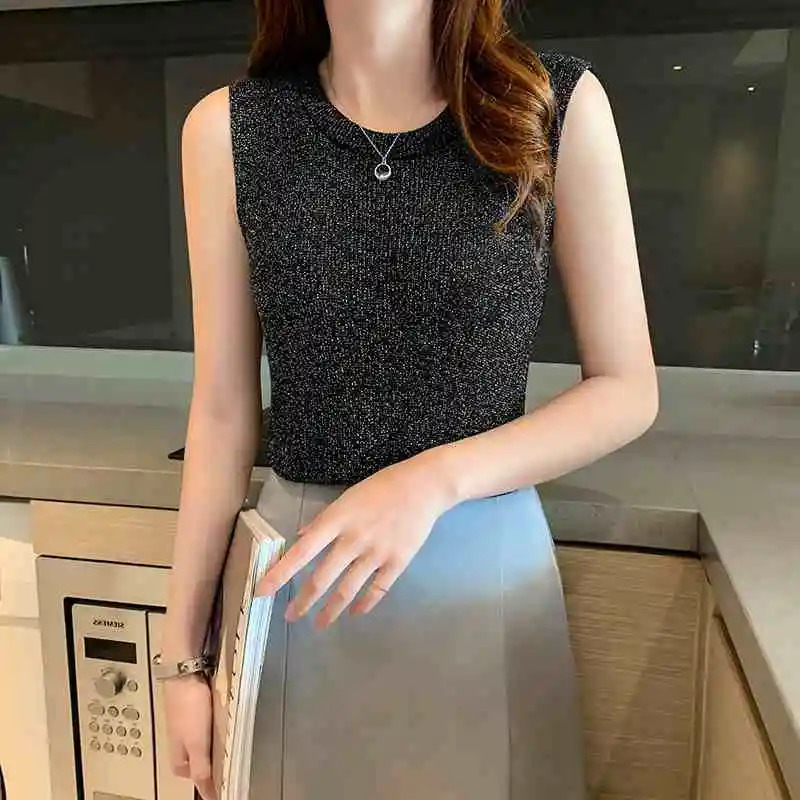 Summer Spring Fashion Tank Top Women Sleeveless Knitted TShirts Female Elastic Slim Casual Vests Tops Camis Pullover Shirts 250513