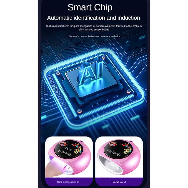 AB46-660Nm Wavelength Red Light Manicure Lamp With High Power 360 UV Curing Phototherapy Machine LED Nail Lamp EU Plug W250513