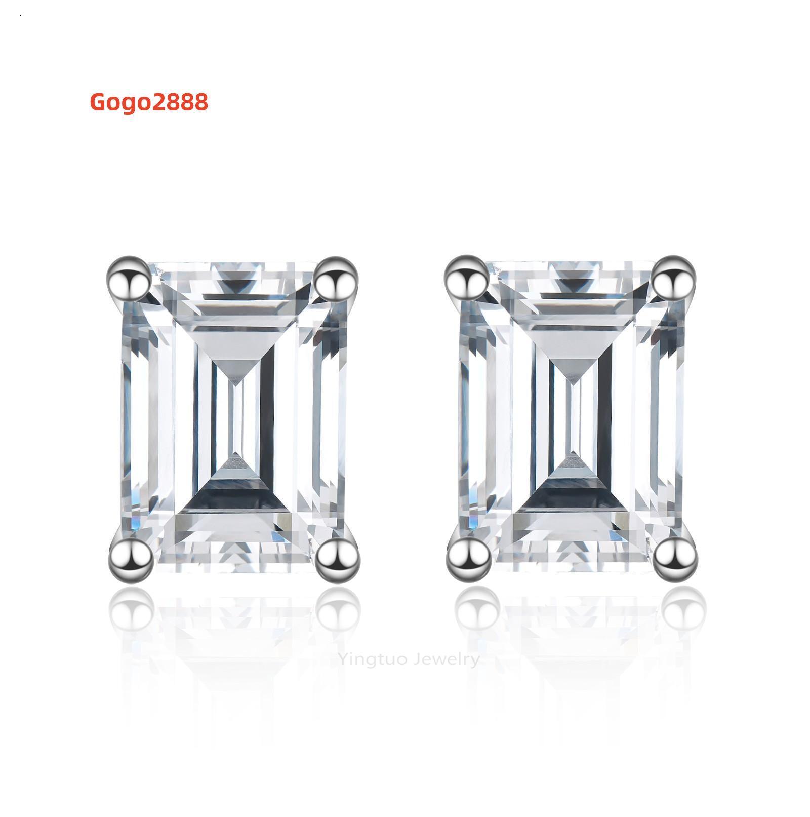 Hip Hop 18K Gold Plated 925 Sterling Silver VVS Moissanite Diamond Women Mossanite Stud Earrings Men