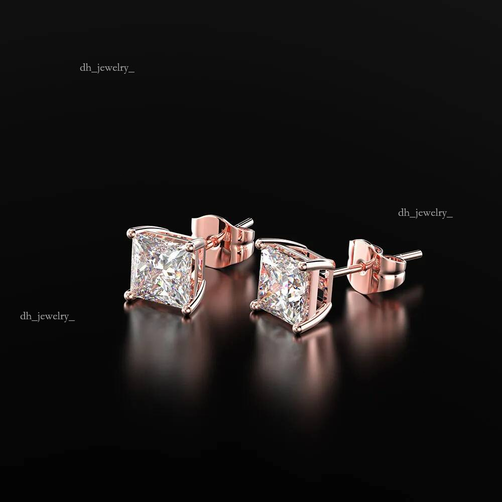 PANSYSEN Classic 6MM 7MM 8MM Square Created Moissanite Wedding Engagement Stud Earrings For Women Sier Fine Jewelry Gifts