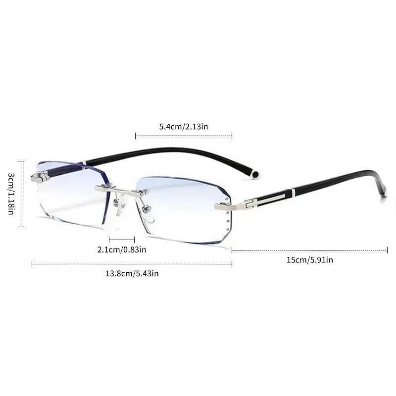 Diamond Cutting Myopia Glasses Anti Blue Light Rimless Computer Near Sight Eyeglasses Mens Finished Prescription Minus Eyewear W250513