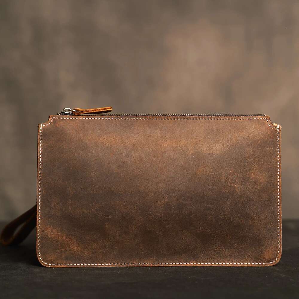 Genuine Leather Clutch Bag Cowhide Large Capacity Wallets Cell Phone Passcard Pocket High Quality Wallet For Men