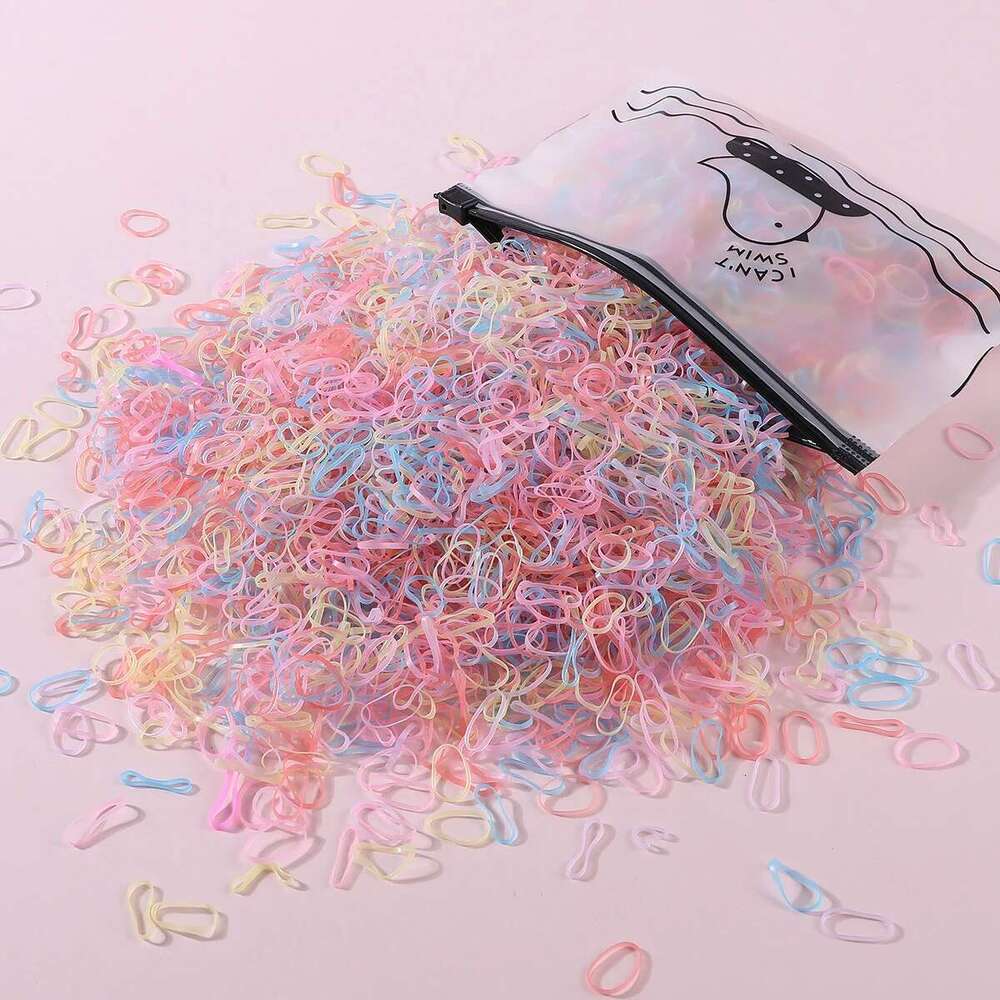 1000/2000Pcs Colorful Small Disposable Bands Scrunchie Girls Elastic Rubber Band Ponytail Holder Accessories Hair Ties