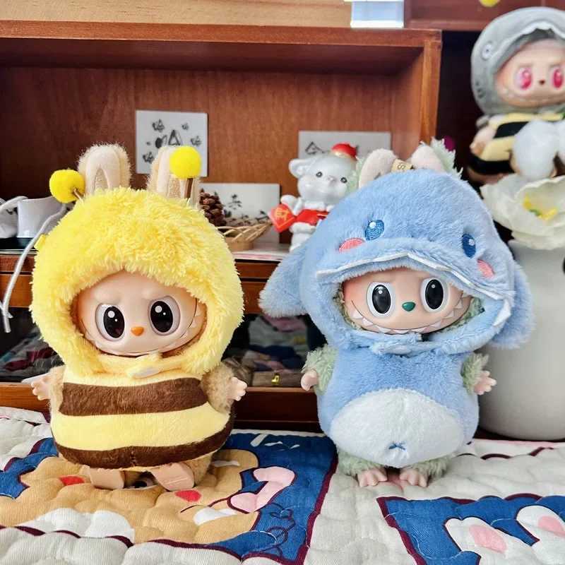 17cm Cute Mini Plush Dolls Clothes Outfit Accessories For Korea Kpop Exo Labubu Idol Dolls Bee/Shark Suit Clothing DIY Kid GiftT250513