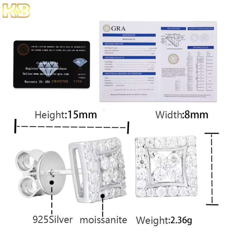 Modern Moissanite Hip Hop Earrings Silver 925 Jewelry for Men Women Trendy Fashion Jewelry That Combines Style Elegance