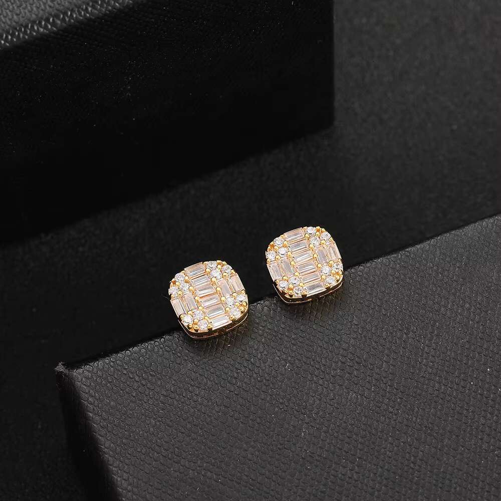 E057 Bling Earrings for Men and Women Hip Hop Jewelry Brass Cubic Zircon Earring